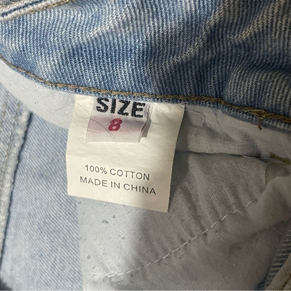 Princess Polly Light Wash Distressed High Rise Straight Leg Jeans Size 8 - Picture 8 of 8